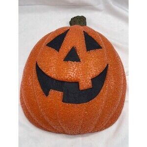 Pumpkin Head Melted Popcorn Plastic Decor Halloween wall  Jack o Lantern Vintage